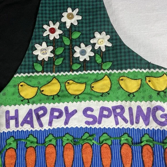 Easter Embroidered Festive Vest Unisex Buttons And Glitter Spring Easter Bunny - Picture 7 of 11